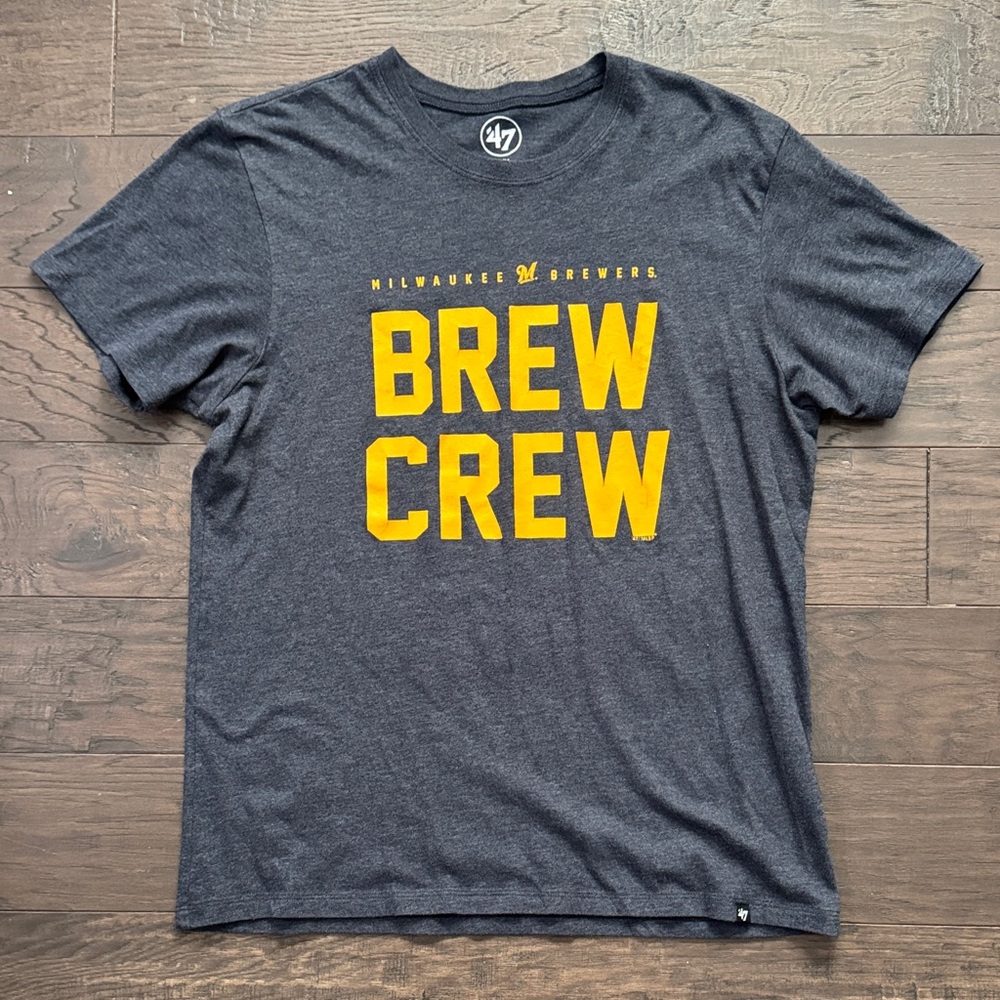 47 Brand MLB Milwaukee Brewers Navy Brew Crew T-Shirt Size Medium